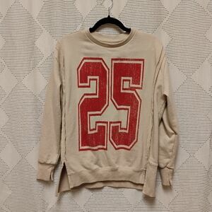 Goodie Two Sleeves Red and Cream Women's Sweatshirt Size XS